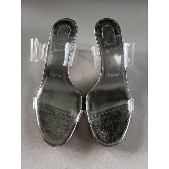 CHRISTIAN LOUBOUTIN 55mm Just Nothing Clear Slide silver heels size 36 - Picture 5 of 10